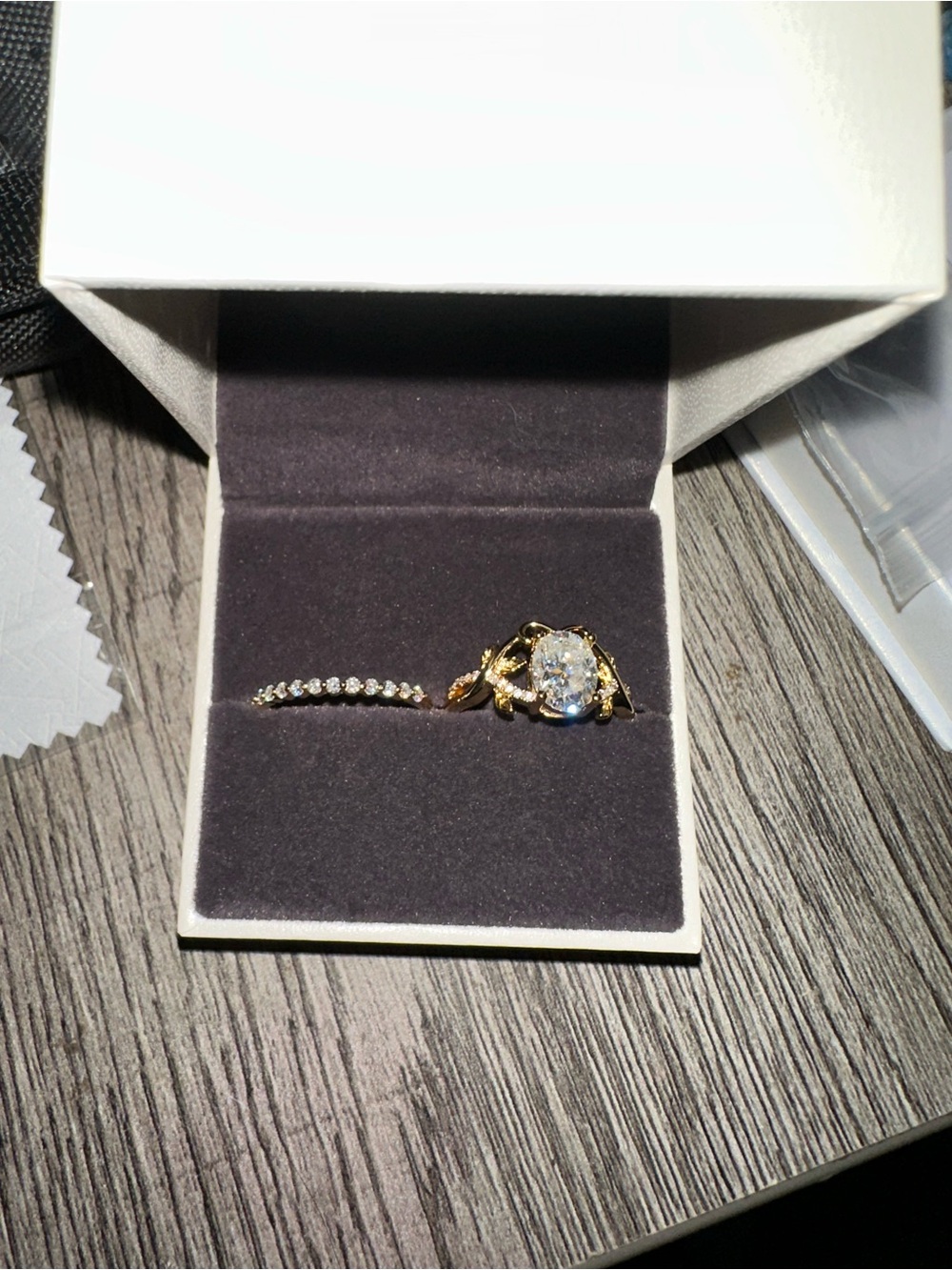 Gold Floral Halo Ring with Clear Gemstone - Women's Jewelry